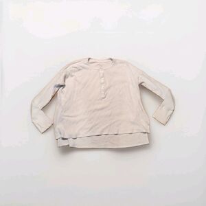 Offline By Aerie Wow! Waffle Henley Top Womens Small White Long Sleeve Oversized